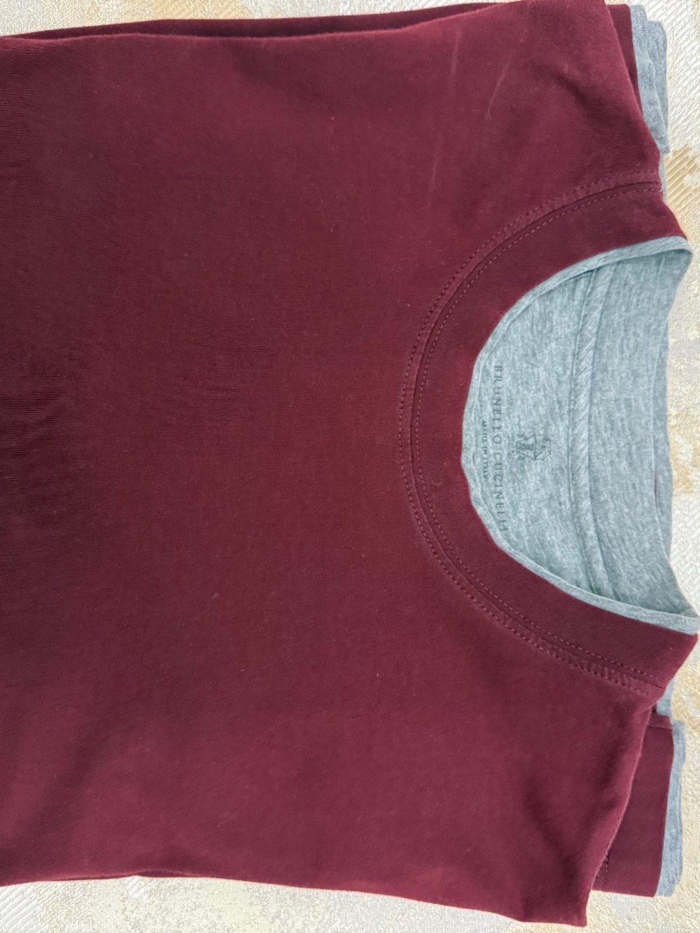 BRUNELLO CUCINELLI Burgundy T-shirt